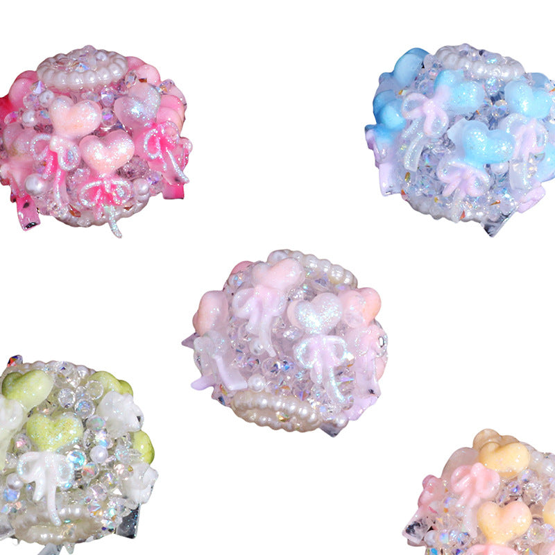 Wholesale 6pcs/pack Flash sand polymer clay straight hole loose beads DIY accessories